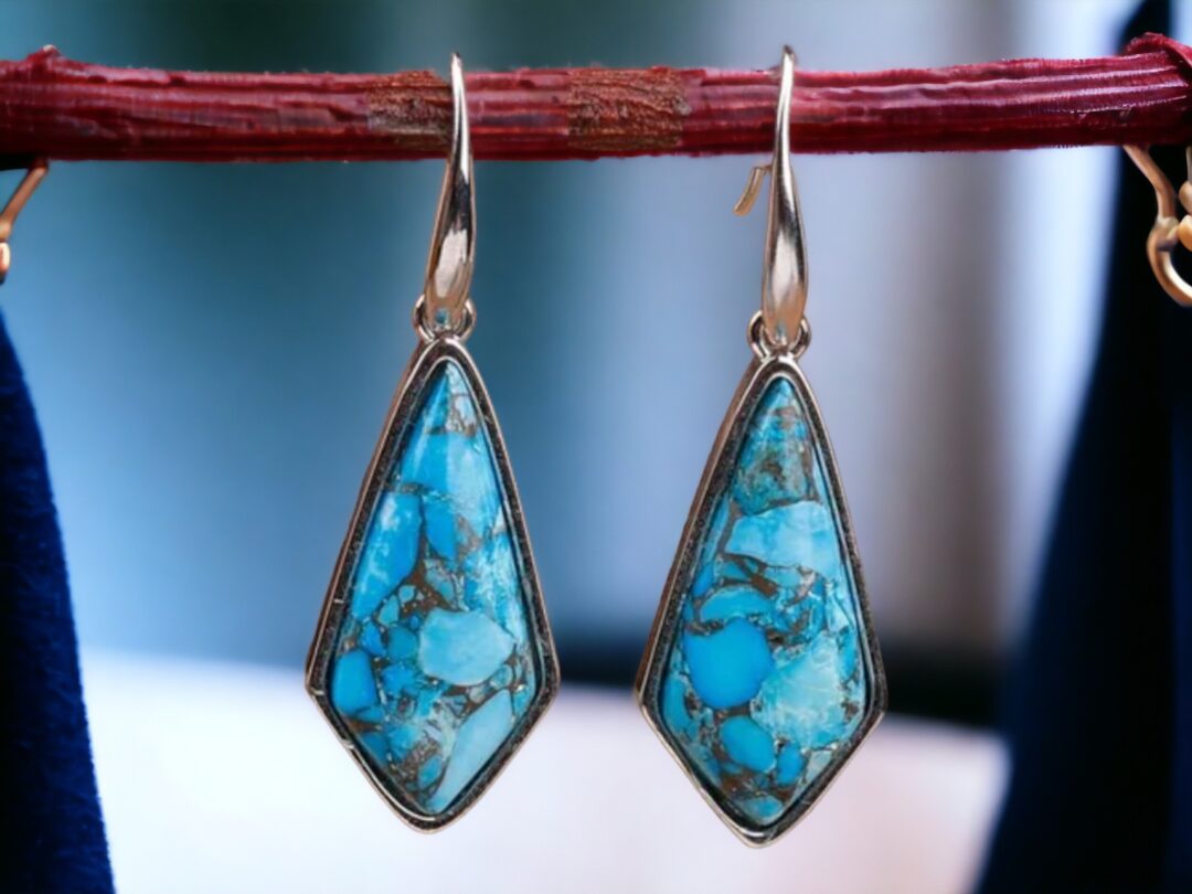 ariastop Turquoise Filled Delicate Gold Earring